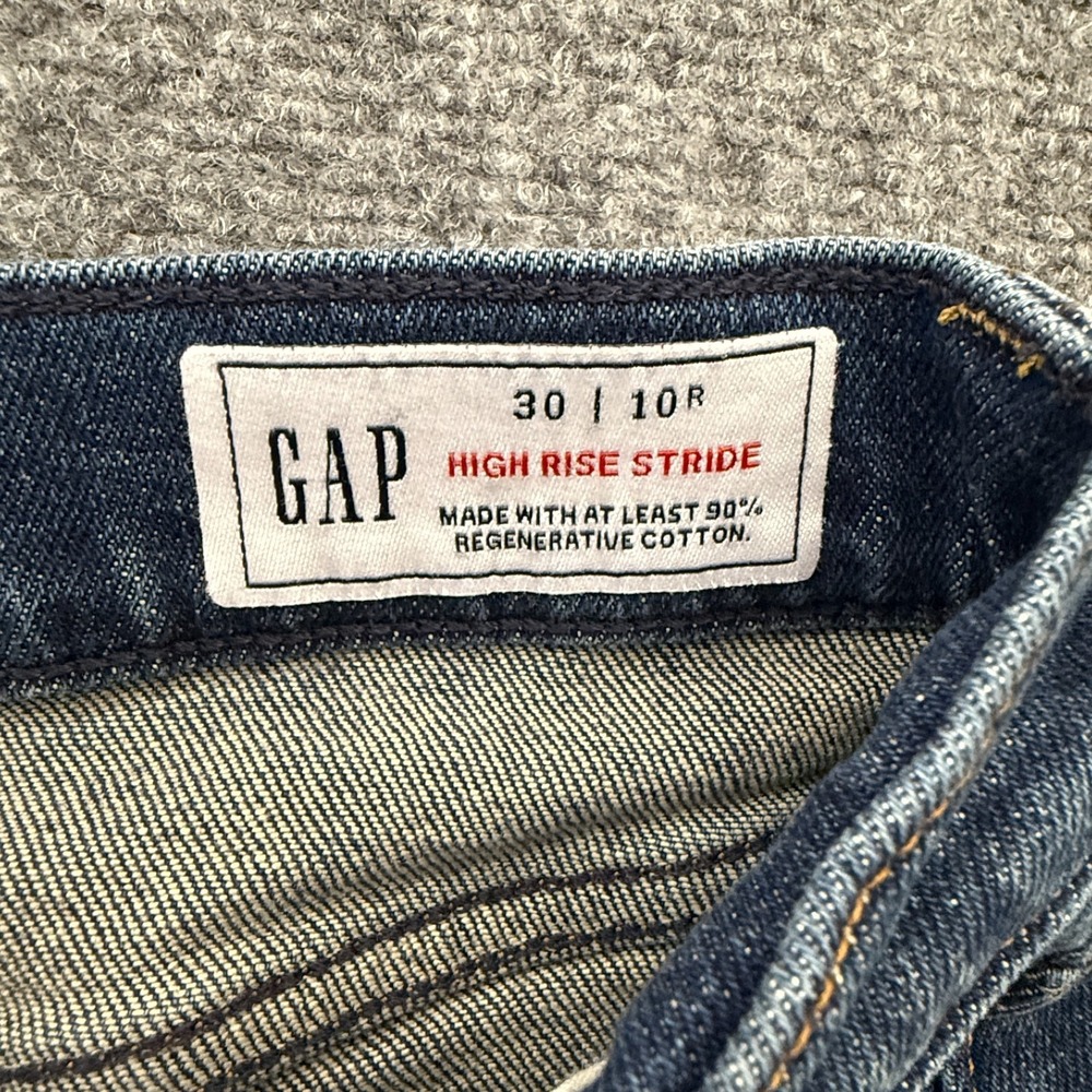 GAP Stride Wide Leg Jeans Womens 10R High Rise Dark Wash Stretch Denim Lillie - Picture 6 of 16